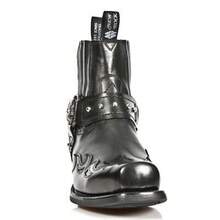 New Men's Short Boots Embroidered Thick Heel Black Burnt Flower Roman Style Punk Boots - Brown - View 4