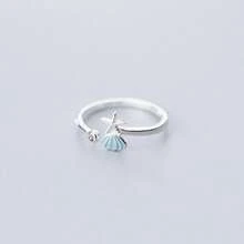 Anillo abierto de concha de estrella de mar simple estilo coreano - platino - Ver 4