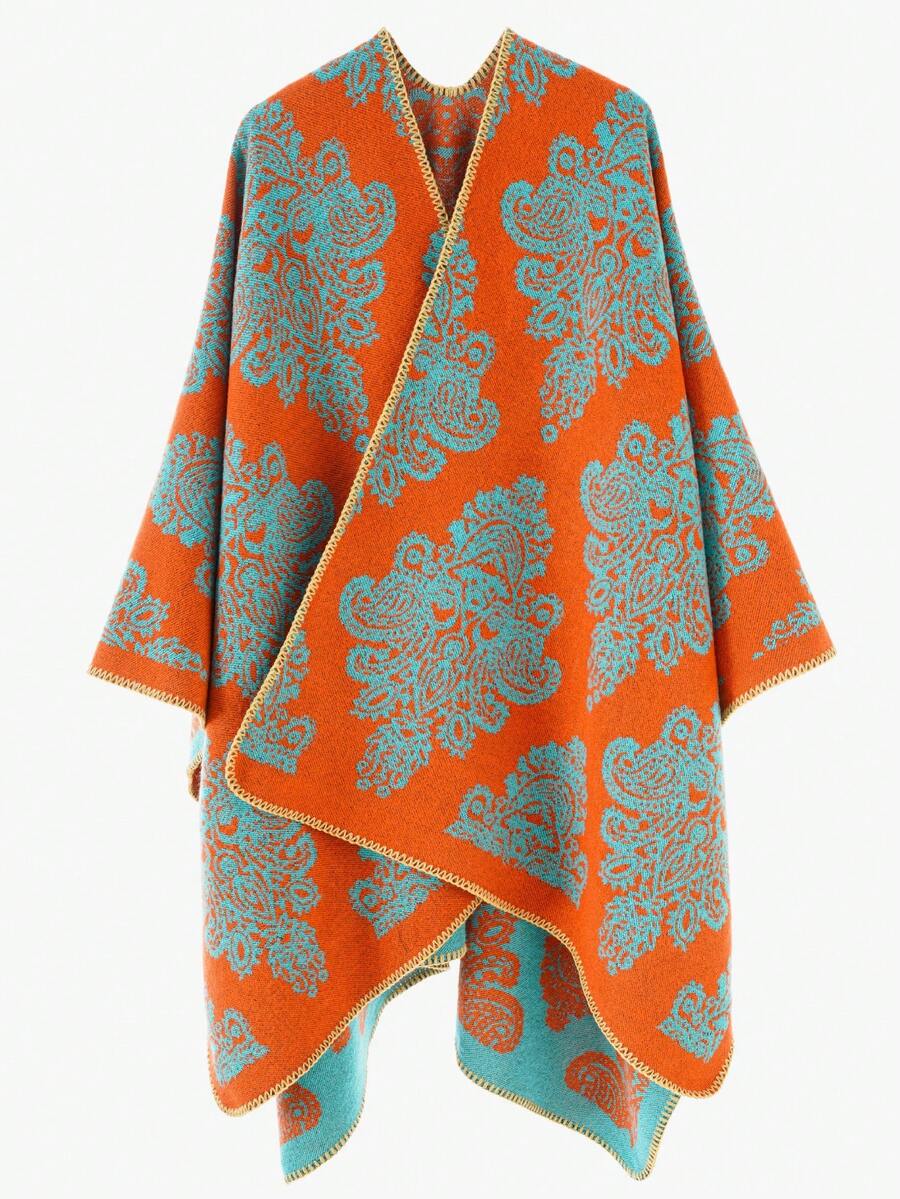 1 chiếc khăn choàng/khăn quàng cổ giả cashmere in hoa dành cho nữ - Cam-E - Xem 1