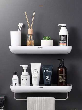Bathroom Shelf Organizer Rack, Wall Mounted Vanity Storage Holder, Multifunctional Drainage Shelf