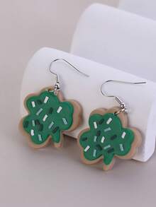 一对手工制作的软陶幸运绿三叶草极简耳环，适合圣帕特里克节、节日和派对佩戴 - 綠色 - 查看 7