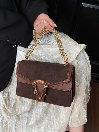 Karierter Retro Kleine Quadratische Tasche, Modisch Elegante Doppelschicht Handtasche, PU Leder Shopper Umhängetasche, Vielseitig für Frauen Alltäglichen Gebrauch