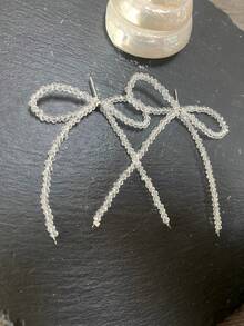 1 pieza Pendientes colgantes de cristal con lazo elegante hecho a mano - transparente - Ver 4