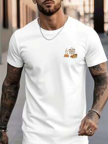 Camiseta con estampado gráfico de la temática del laboratorio de ciencias, primavera, tejido de alta calidad, ajuste cómodo, transpirable, informal, estampado llamativo, impreso en ambos lados. - Blanco - Ver 2