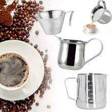 Milk Jugs Stainless Steel Milk Frothing Jugs Coffee Pitcher Pull Flower Cup Cappuccino Coffee Pot Espresso Cups Milk Frothing Pitcher Non Stick Milk Jug Espresso Cup With Scale Coffee Extraction Cup Measuring Cup Kitchen Coffee Accessories - Multicolor - View 1