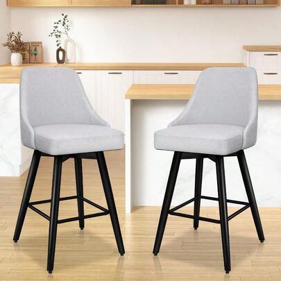 Barstools 2X Swivel Bar Stools With Metal Footrest Light Grey Kitchen Dining Chair Counter Stool Chair For Home Bar Dining Room