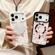Romantic Pink Heart Pattern Phone Case|MagSafe - Compatible|For IPhone 17 Pro Max|Compatible With IPhone 17 16 15 14 13 12 Plus Pro Max& 22 23 24 25 Series|Sweet Gift For Friends & Self-Use,Travel & Daily Essentials|Lovely & Protective Accessory For Romantic-Style Lovers - 粉色 - 查看 2