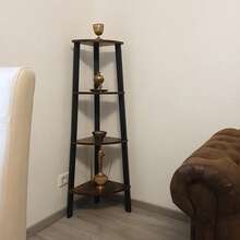 4-Tier Corner Shelf Storage Rack Rustic Corner Ladder Shelf Display Rack for Home Office - Marrón - Ver 1