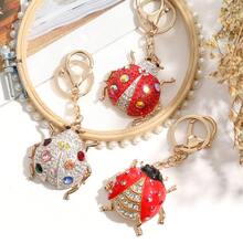 Rhinestone Beetle Alloy Keychain, Metal Cute Pendant Ornament, Creative Gift Suitable For Wedding, Birthday, Baby Shower, Travel Souvenir, Graduation, Housewarming, Party - Multicolor - View 3