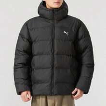 PUMA Men's Solid Color Windproof Sports Casual Comfort Hooded Long-Sleeved Cotton-Padded Jacket 684120-01