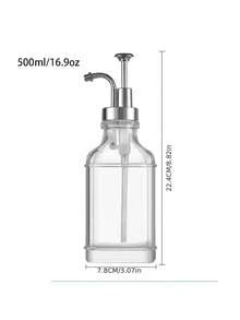 1pc Square Glass Syrup Bottle With Label, Suitable For Bar And Home Use, Durable Transparent Bottle Body, Can Be Used To Store Milk, Tea, Syrup, Etc., Capacity 500ml/16.9oz, Kitchen Utensil, Bar Supplies - Multicolor - View 6