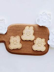 A Cute Heart-Shaped Animal Cookie Cutter, Cake Decorations (Cat, Rabbit, Bear Patterns), Cookie Stamps, Cute Valentine's Day Gift Cookie Molds, Candy Cookie Making Tools, Kitchen Parent-Child Baking Tools