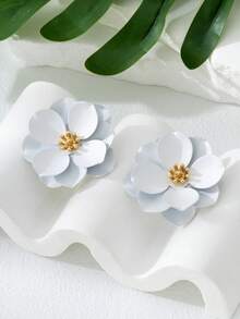 1 Par de Brincos Estampados com Flores em Camadas, Inspirados em Férias de Verão, Adequados para Uso em Feriados/Diário/Encontros/Viagens para Mulheres