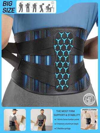 Back Brace For Lower Back , Ergonomic Support Brace , Easy To Put On/Off Lumbar Support Belt For Women Men
