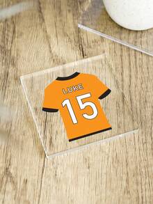 1-Piece Personalized Football Jersey Coaster, World Cup Football Gift, Dad's Coaster, Children's Coaster, Father's Day Gift, Grandparents' Gift, Sports Gift, World Cup Fan Gift. - Multicolor - View 7