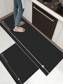 1pc Premium Silica Gel Kitchen Mat Gradient Color Block Design, Luxury Cushioned Anti-Fatigue Kitchen Rug, Absorbent Quick-Dry Non-Slip For Kitchen, Bathroom, Entryway, Laundry Room - Multicolor - View 3