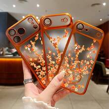 Electroplated TPU Matte Rose New Phone Case Compatible With IPhone 17 Pro Max/17 Air/17/17 Pro, 16 Pro, 15, 14, 13, 12, 11 Instantly Transforms To 17 Lens Film Protective Cover - Orange - View 7