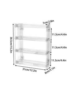 1个4层透明亚克力茶包收纳架，多功能咖啡胶囊糖包收纳容器，可拆卸化妆品和杂物展示架，壁挂式或台面厨房调料架食品储藏柜收纳架。