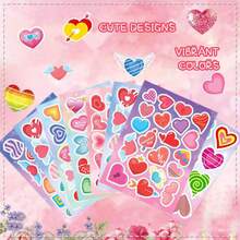 8/16/32/48 piezas Pegatinas del Día de San Valentín, Pegatinas coloridas con forma de corazón para el Día de San Valentín, Etiquetas con forma de corazón, Adecuadas para sellar, decorar cajas, manualidades del Día de San Valentín, Ideal para fiestas infantiles, actividades escolares, recompensas en el aula, intercambio de regalos, premios de clase, relleno de bolsas de regalo, etc. - Día de San Valentín - Ver 2