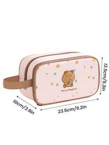 1/3pcs Cute Bear Portable Waterproof Makeup Bag, Travel Cosmetic Organizer Pouch With Smooth Zipper And Hook, Girly Style Toiletry Bag Set, Can Store Cosmetics, Toiletries And Daily Medicines, Convenient To Carry, Large Capacity Multi-Compartment Storage
