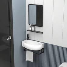 Lavabo Con Soporte De Espejo Para Colgar Toallas Para Baño - Multicolor - Ver 5