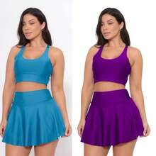 Gym Set: Shorts, Skirt, And Top - Fitness Kit - Tím + Xanh lam - Xem 6