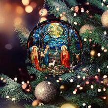 Atrapasoles de Navidad para ventanas, árbol de Navidad, Papá Noel, atrapasoles de Navidad, adornos colgantes de Navidad, adornos para árbol de Navidad (2, Natividad de Navidad 1) - Natividad de Navidad 2 - Ver 5