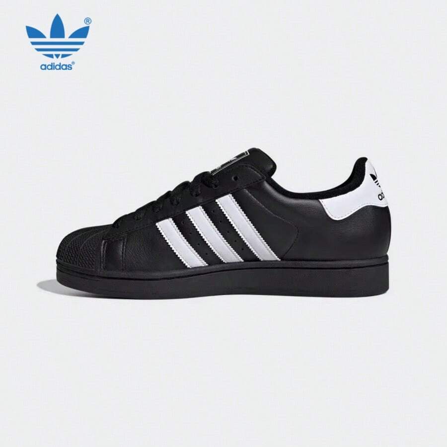 Adidas Originals Superstar 2 Classic Shell Toe Casual Sneakers, Unisex Low-Top Skateboard Shoes JI0079, Black - Black and White - View 1