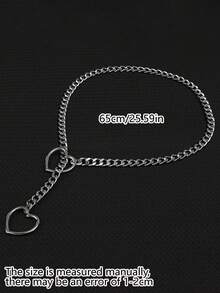 1pc Hollow Heart Chain Necklace, Fashion Sexy Couples Gift Suitable For Women Dating, Casual, Party Wear. Heart Chain, Choker, Necklace, Bondage, Props, Valentine's Day Gift - Silver - View 7
