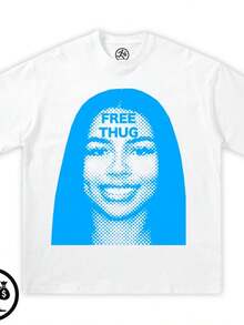 Free Baby Blue Graphic Tee Shirt Oversized Graphic T-Shirt Streetwear Y2k Funny Christmas Gift Shirt T Shirt Meme K - 白色 - 查看 1