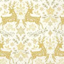 IHR Home Range - Servilletas desechables de 3 capas, paquete de servilletas de papel, 5 x 5 pulgadas, adornos alegres, 20 unidades(Adornos de Navidad (Oro) 6.5" x 6.5") - Multicolor - Ver 1