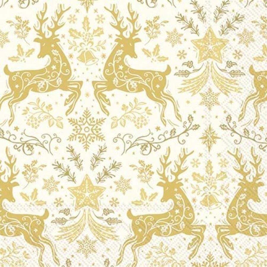IHR Home Range - Servilletas desechables de 3 capas, paquete de servilletas de papel, 5 x 5 pulgadas, adornos alegres, 20 unidades(Adornos de Navidad (Oro) 6.5" x 6.5") - Multicolor - Ver 1