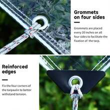 透明防水布，带扣眼，加厚加厚重型防水布，边缘加固，防撕裂PVC材质，适用于庭院、门廊、露营、温室等户外场所。 - 透明 - 查看 6