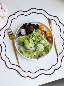 1/4/6/12pcs Wavy Embroidered Solid Color Round Placemats, Fresh Minimalist Style For Kitchen, Dining Table, Water Cups, Bowls, Non-Slip Pads, Suitable For Holidays, Parties, Birthdays, Weddings, Dinners, Office Desks, Coffee Tables, Home Decor, All Seasons - Multicolor - View 8