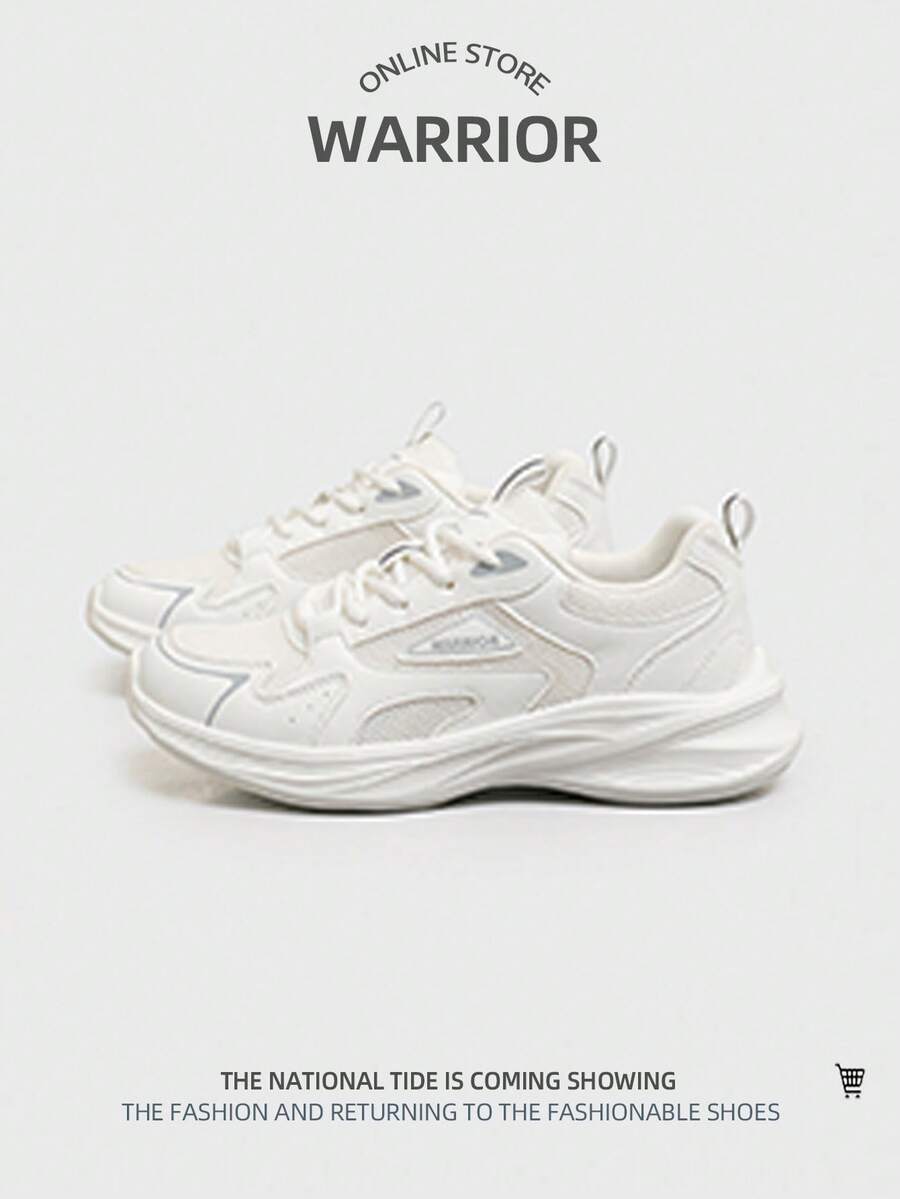 WARRIOR 1双撞色低帮运动鞋,柔软舒适的网眼面料,适合春夏休闲穿着 - 白色 - 查看 1