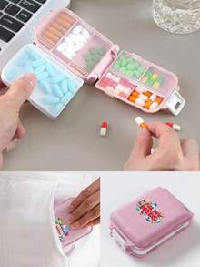 8 Compartment Pink Portable Multi-Layer Pill Box, Medical Theme Printed Pattern Moisture-Proof Compact Pill Box, Friendly Reusable Pill Box, Multi-Functional Multi-Purpose Medication Planner Daily Bag, Vitamins Medications And Supplements, Home Travel Dorm Essential Accessories, Outdoor Office Back To School, Travel, Dairy Suitcase, Portable Medical First Aid Box, First Aid Medicine Storage Bag, Hiking Survival Tool Kit (Multiple Styles Available) - Multicolor - View 7