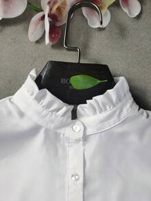 1pc Women's Elegant Pure White Polyester Fashion Detachable Collar Undershirt, Autumn/Winter