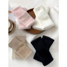 We Are Purchasing A Pair Of New Half-Finger Gloves For Women, Which Are Soft, Warm, Luxurious, Solid-Color Finger-Free Gloves For Women's Winter Hand Protection, Multi-Functional Touch Screens, Offices, And Student Writing - 彩色 - 查看 6