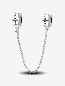 1pc 925 Sterling Silver Elegant Heart-Shaped Safety Chain Pendant, Suitable For Women's Bracelets, Bangles, DIY Jewelry Making, Date Gifts, Exquisite Women's Jewelry - Set 4 - View 20