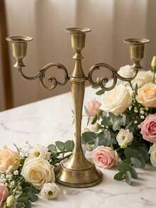 1件/3件/6件/套欧式简约古铜防风烛台（不含蜡烛）多种款式可选，圆底锥形烛台，简洁方便防烫手烛台，小号圆形烛台，柱状蜡烛烛台 - 銅色 - 查看 15