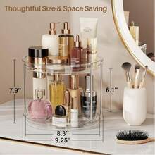 2 Tier Lazy Susan Turntable Organizer 9.25'' Rotating Spice Rack Organization For Cabinet, Kitchen, Pantry, Countertop, Bathroom, Vanity, Medicine Cabinet Organizer, Clear - lucency-2 floors - 查看 4