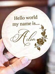 Customized Wooden Baby Name Sign, Customized Milestone Photography Props, Fashionable Wall Hanging, Elegant Cursive And Bold Font, For Newborn Announcement And Photo Shoot, Newborn Gift, Elegant Name Sign, Baby Room Decor, Suitable For New Parents And Teen Shower, Gift For Expectant Mothers - Wood Color - View 2