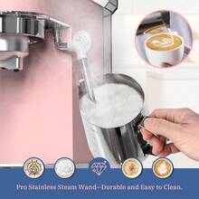 Laekerrt Máquina de café exprés profesional de 20 bares con espumador de leche casera de acero inoxidable para capuchino y café con leche regalo para mujeres esposa hija o mamá color rosa - Tipo de Enchufe A USA (110-127V) - Ver 5