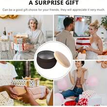 46pcs Black Wax Candle Jars Set With Wood Grain Lids - Waxless Metal Candle Making Kit, Suitable For DIY Crafts, Weddings, Valentine's Day, Birthdays And Various Holiday Parties - Portable Storage Cans Include Wicks, Candle Holders And Stickers (Wax/Dye/Oil Not Included) - Multicolor - View 3