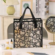 Borsa cosmetica in rete traspirante a motivo a cuore, borsa organizer trasparente portatile, borsa portaoggetti per trucchi di grande capacità e multifunzionale, borsa, borsa per trucchi, elemento essenziale da viaggio - Multicolore - Visualizzare 19