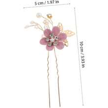 YQQ DOITOOL Peineta Para Novia De 4 Piezas Juego De Accesorios Para Bodas Peineta Floral0027 - Púrpura - Ver 2