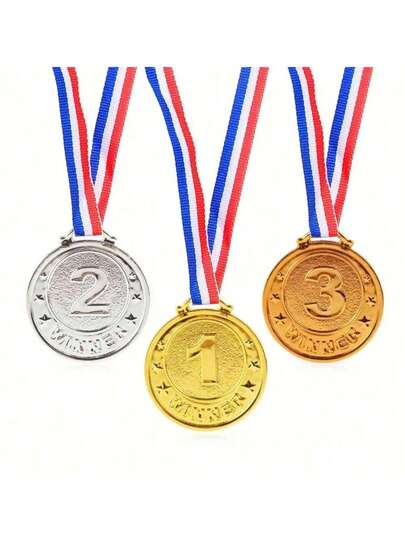 15pcs Gold, Silver And Bronze Medals - Multi-Item Party Favors, Champion, Runner-Up, 3rd Place Medals, Suitable For Games, Celebrations, Victory Props, Classroom Rewards, Sports Competitions, Athletic Events, Party Gifts, School Sports Activities And Family Gatherings. Durable And Versatile, Perfect For Sports Accessories, Talent Shows, Spelling Bees, Birthday Parties, Group Activities, Basketball Games, Soccer Matches, Gifts For Men And Women