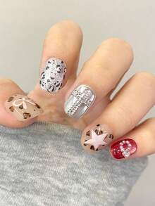 TSZS 50pcs Assorted Punk Cross Nail Art Decorations, Y2K Gothic Style Alloy Nail Art Accessories, Random Mix Nails - Grey - View 2