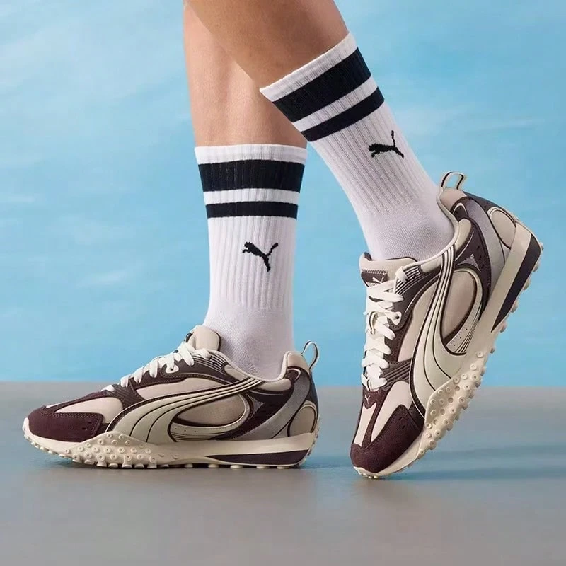 Puma BLKTOP RIDER V2 CM Unisex Retro Low-Top Lace-Up Height-Increasing Casual Shoes 406663-03 - Brown/Beige - View 1