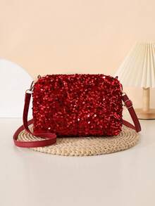 Fashionable Sequin Women's Small Square Shoulder Crossbody Bag